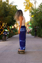The Wild Guru Wrap Pants. Blue tie dyed bohemian gypsy yoga pants for the beach, festivals, practice, or lounging around. 